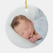 Mijn eerste kerstrode streep baby foto keramisch ornament (Achterkant)