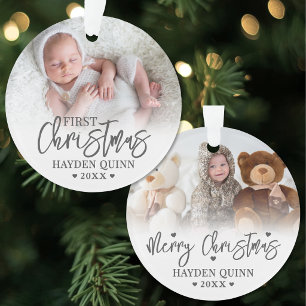Mijn eerste kerstscript nieuwe babyfoto ornament