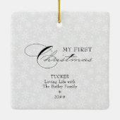 Mijn eerste kerstscript Verticale foto Snowflake Keramisch Ornament (Achterkant)