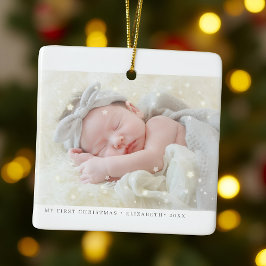 Mijn eerste kerststerren Modern Baby Girl Foto Keramisch Ornament
