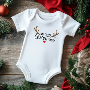 Mijn eerste kersttypografie Simple Deer Antlers Romper