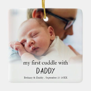 Mijn eerste knuffel met papa Foto van pasgeboren B Keramisch Ornament