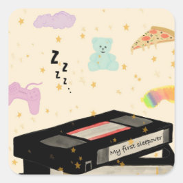 Mijn eerste logeerpartij - Dreamcore VHS Nostalgia Vierkante Sticker