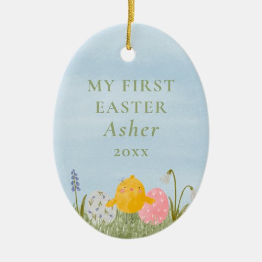 Mijn eerste Pasen schattig aangepaste waterverf Or Keramisch Ornament (Voorkant)