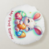 Mijn eerste Pasen voor meisjes | Rond Kussen (Achterkant)