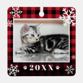 Mijn eerste rode kerstkat foto metalen ornament (Achterkant)