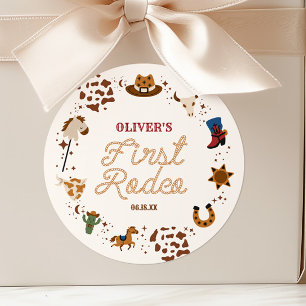 Mijn eerste Rodeo Western Cowboy 1st Birthday Part Ronde Sticker