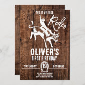 Mijn eerste Rodeo, Western feest, Cowboy 1e verjaa Kaart (Voorkant / Achterkant)