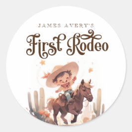 Mijn eerste Rodeo Wild West Cowboy verjaardag Ronde Sticker