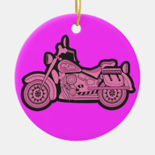 Mijn eerste roze motorfiets keramisch ornament