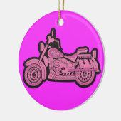 Mijn eerste roze motorfiets keramisch ornament (Links)