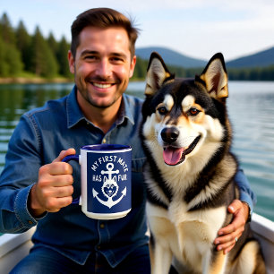 Mijn Eerste Stuurman Heeft Vacht Husky Hond Zeilen Mok