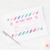 Mijn eerste tand Keepsake Meisje Rechthoekige Sticker (Envelop)