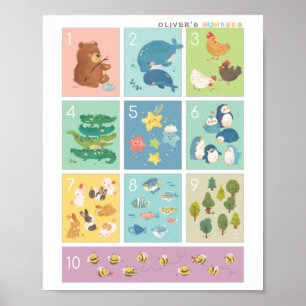 Mijn eerste tellen cijfers 123 Poster dieren