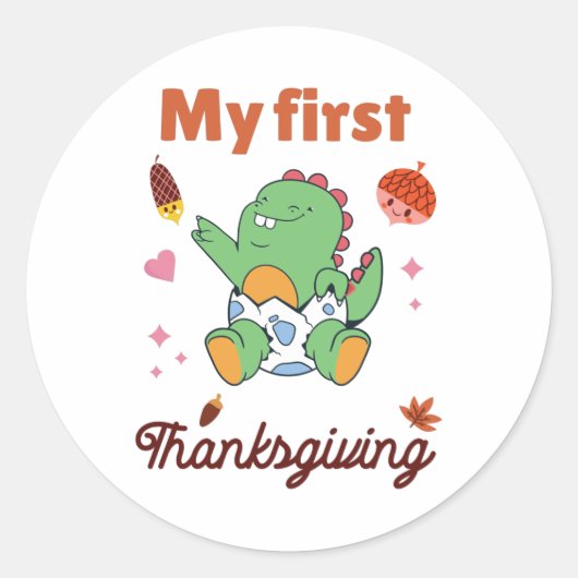 Mijn eerste Thanksgiving Ronde Sticker (Voorkant)