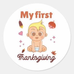 Mijn eerste Thanksgiving Ronde Sticker