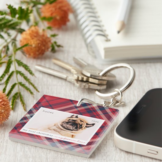 Mijn eerste thuis voor altijd geplakt huisdier fot sleutelhanger (Voorkant Rechts)