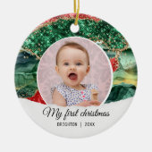 Mijn eerste verjaardag kerstglitter keramisch ornament (Voorkant)