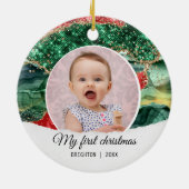 Mijn eerste verjaardag kerstglitter keramisch ornament (Achterkant)