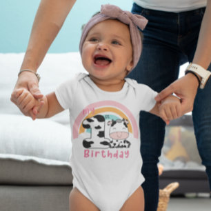 Mijn eerste verjaardag Koe Rainbow Cute Romper