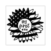 Mijn eerste vierde van juli patriottische zonneblo 	rubberstempel (Afrduk)