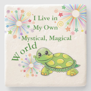 Mijn eigen Mystical Magical World Green Turtle Stenen Onderzetter
