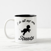 mijn eigen stunts tweekleurige koffiemok (Links)