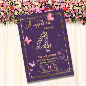 Mijn engel wordt vier: mijn vlinder is jarig kaart