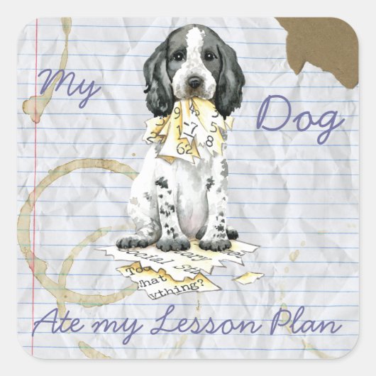 Mijn Engelse Cocke Ate My Lesson Plan Square Stick Vierkante Sticker (Voorkant)
