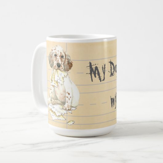 Mijn Engelse Setter Ate mijn thuiswerk Koffiemok (Voorkant links)