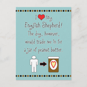 Mijn Engelse Shepherd houdt van Peanut Butter Briefkaart