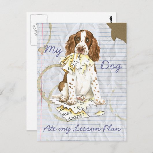 Mijn Engelse Springer Spaniel Ate Mijn Lesson Plan Briefkaart (Voorkant / Achterkant)