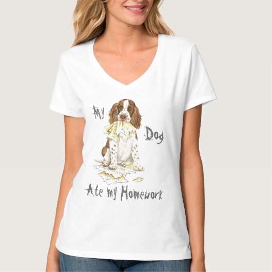 Mijn Engelse Springer Spaniel Ate Mijn thuiswerk T-shirt (Voorkant)