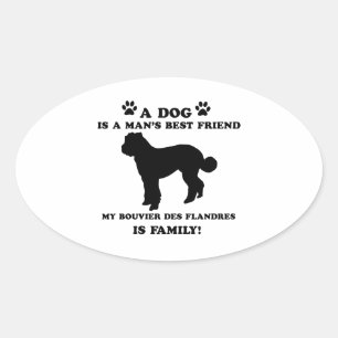 Mijn familie Bouvier des Flandres, je hond is gewo Ovale Sticker