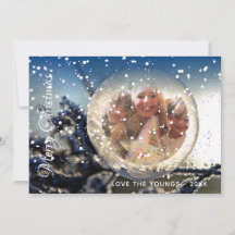 Mijn Familie Kerst FOTO Kaart Sneeuwbol Magie