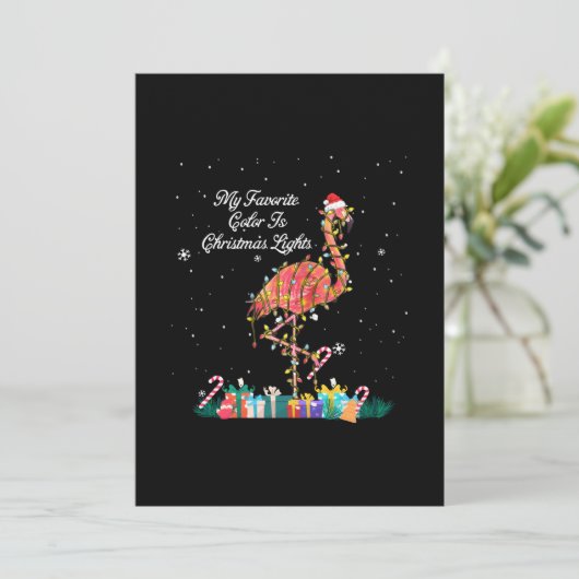 Mijn favoriet is kerstverlichting Costume Flamingo Save The Date (Staand voorkant)