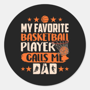 Mijn favoriete basketbalspeler noemt me Papa Coach Ronde Sticker