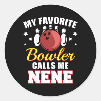Mijn favoriete bowler noemt me Nene Funny Bowling  Ronde Sticker