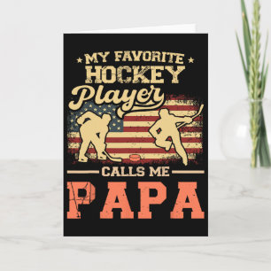 Mijn favoriete hockeyspeler noemt me papa Us Flag Kaart