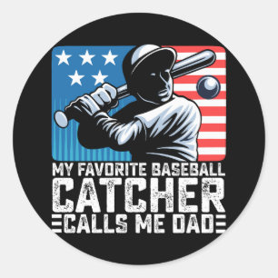 Mijn favoriete honkbalcatcher noemt me papa vader ronde sticker