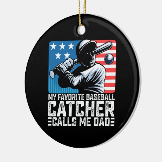 Mijn favoriete honkbalvanger noemt me vader keramisch ornament (Links)