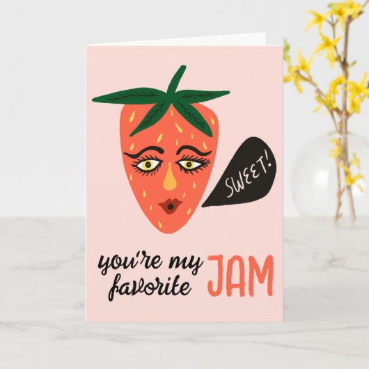 MIJN FAVORiete JAM Whimsical Zoete Aardbei Schatti Kaart (Gele Bloem)