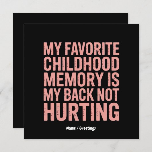 Mijn favoriete jeugdherinnering, mijn rug doet gee kaart (Voorkant / Achterkant)