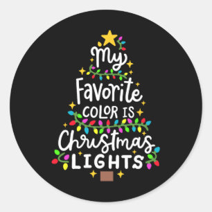Mijn favoriete kleur is kerstlampjes grappige Kers Ronde Sticker
