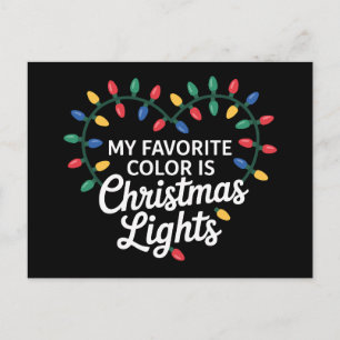 Mijn favoriete kleur is Kerstverlichting Hart Kers Feestdagenkaart
