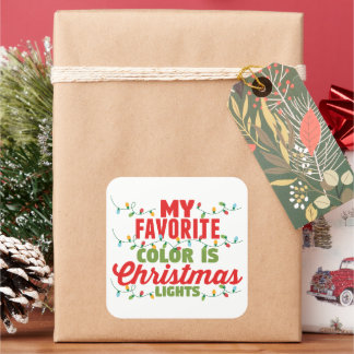 Mijn favoriete kleur is kerstverlichting vierkante sticker