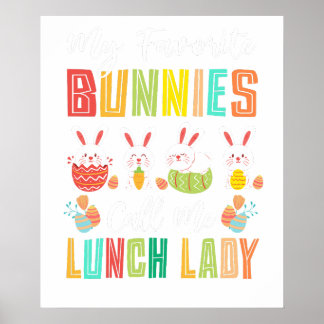 mijn favoriete konijnen noemen me lunchdame, retro poster