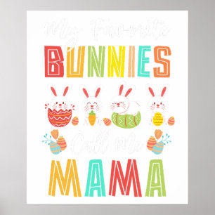 mijn favoriete konijnen noemen me mama, retro, vin poster