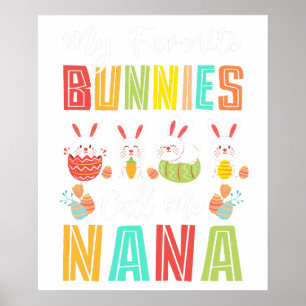 mijn favoriete konijnen noemen me nana, retro, vin poster