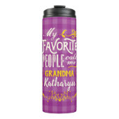 Mijn favoriete mensen noemen me oma Paars Gingham Thermosbeker (Voorkant)